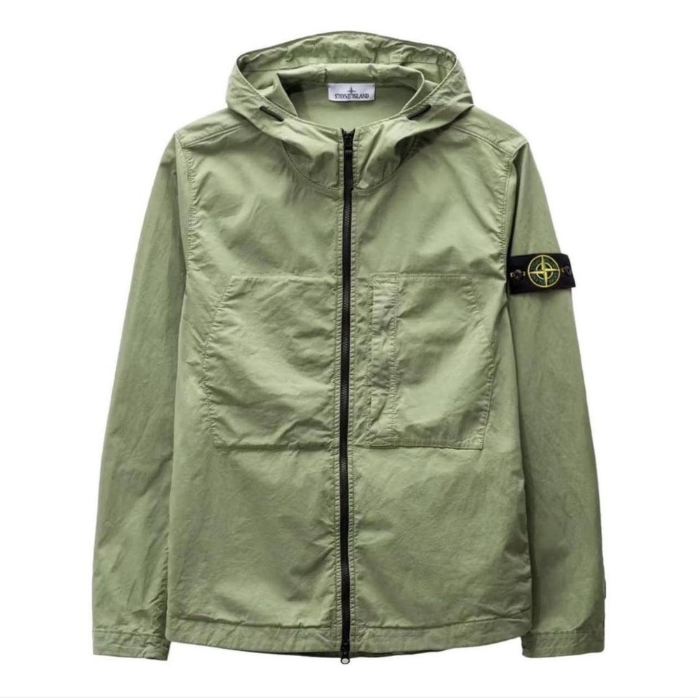 Stone Island Supima Cotton Twill Stretch Hooded Jacket Sage Green XL